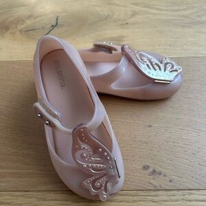 Mini Melissa, Mini Ultragirl Fly II Ballet Flat Rose Gold Butterfly, Size 10T